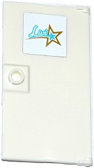 Lego Door 1 x 4 x 6 with Stud Handle with 'Livi' and Gold and Medium Azure Star Pattern (Sticker) - Set 41104