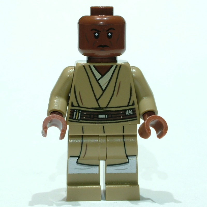 Lego Mace Windu, Dark Tan Printed Legs, Closed Mouth