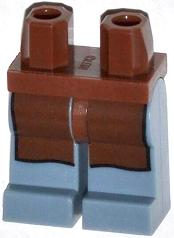 Lego Hips and Sand Blue Legs with Reddish Brown Apron Pattern (Undetermined Type)