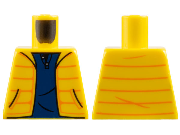 Lego Torso Jacket with Orange Stripes, Dark Blue Shirt Pattern / Yellow