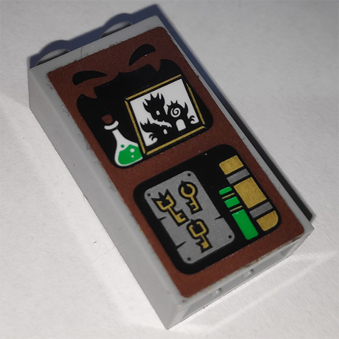 Lego Brick 1 x 2 x 3 with Books, Keys and Potion Flask Pattern (Sticker) - Set 41185