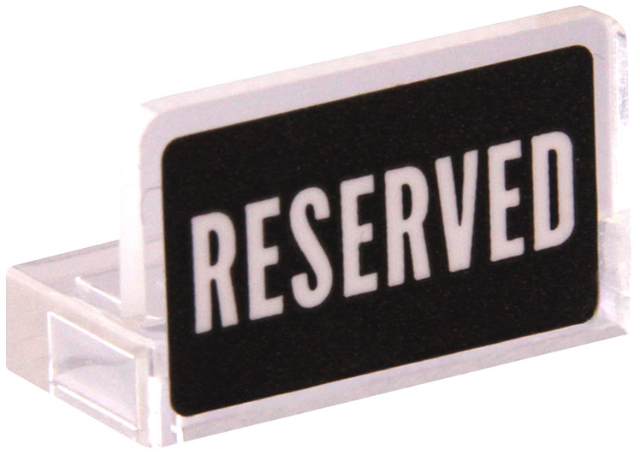 Lego Panel 1 x 2 x 1 with White 'RESERVED' on Black Background Pattern (Sticker) - Set 21319 / Trans-Clear