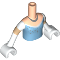 Lego Minidoll Torso Girl with Bright Light Blue Top with Stars and Silver Necklace Print, Light Nougat Arms with Hands with White Short Sleeves and Gloves Print / Light Nougat