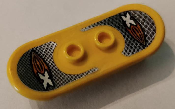 Lego Minifigure, Utensil Skateboard Deck with Island Xtreme Stunts Logo on Black and Silver Grip Tape Pattern (Sticker) - Set 6734 / Yellow