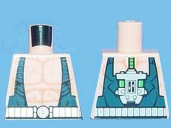 Lego Torso Batman Muscles Outline with Dark Blue Suspenders and Silver Belt Pattern / Light Nougat
