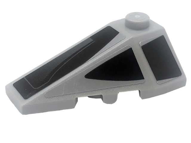 Lego Wedge 4 x 2 Triple Left with Black Trapezoid and Triangle, Light Bluish Gray Line and Gradient Pattern (Stickers) - Set 76909