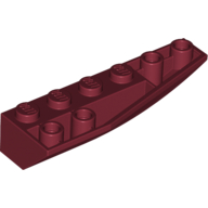 Lego Brick Wedged, Curved Inverted 6 x 2 Right / Dark Red