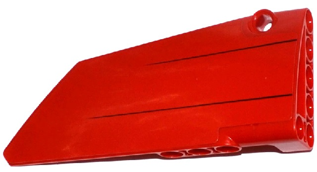 Lego Technic, Panel Fairing #18 Large Smooth, Side B with 2 Black Lines Pattern (Sticker) - Set 8070 / Red