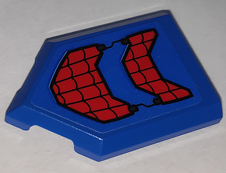 Lego Tile, Modified 2 x 3 Pentagonal with Black Webbing on Blue Background Pattern (Sticker) - Set 76151