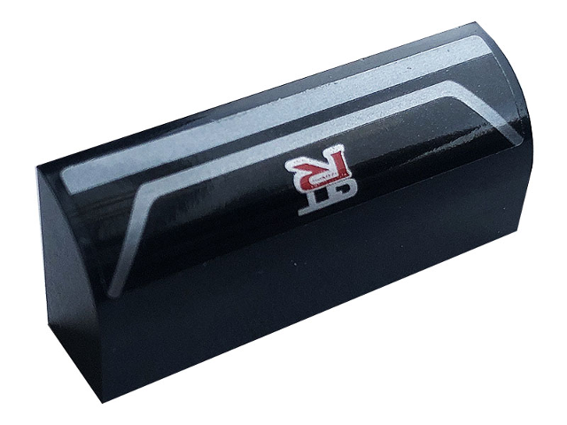 Lego Slope, Curved 1 x 4 x 1 1/3 with 'GTR' and Silver Stripes Pattern (Sticker) - Set 76896