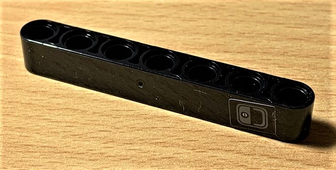 Lego Technic, Liftarm Thick 1 x 7 with Dark Bluish Gray Door Handle Pattern (Sticker) - Set 42078 / Black