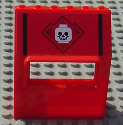 Lego Panel 3 x 6 x 6 Sloped with Window with Black Vertical Stripes and White Standard Skull Pattern (Sticker) - Set 6776