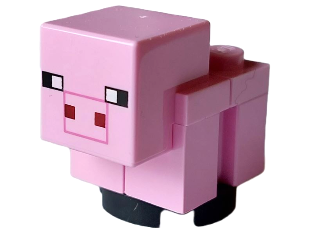 Lego Minecraft Pig, Baby (Plain Snout with Dark Pink Outline) - Brick Built