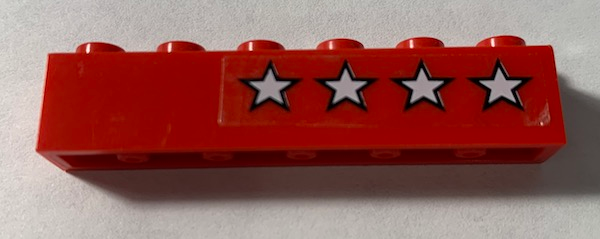 Lego Brick 1 x 6 with 4 White Stars Pattern Model Left Side (Sticker) - Set 5533