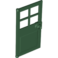 Lego Door 1 x 4 x 6 with 4 Panes and Stud Handle / Dark Green