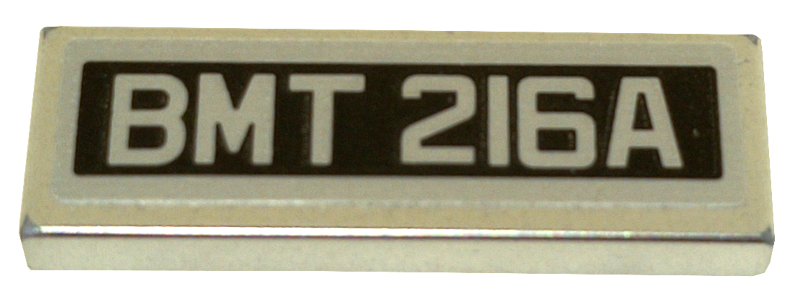 Lego Tile 1 x 3 with License Plate 'BMT 216A' Pattern (Sticker) - Set 76911 / Metallic Silver