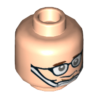 Lego Minifig Head Louis, Chinstrap, Glasses Print [Hollow Stud]