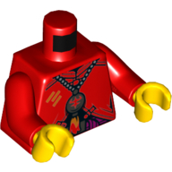 Lego Torso Robe with Silver Necklace, Pendant, Orange Lightning Print (Red Son), Red Arms, Yellow Hands