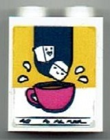 Lego Brick 1 x 2 x 2 with Inside Stud Holder with Dark Pink Cup and Sugar Cubes Pattern (Sticker) - Set 41393 / White