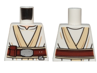 Lego Torso SW White and Tan Jedi Robe with Reddish Brown Belt Pattern (Luke Skywalker) / White