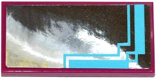 Lego Tile 2 x 4 with Mirror with Medium Azure Lines on Silver Background Pattern (Sticker) - Set 41093 / Magenta