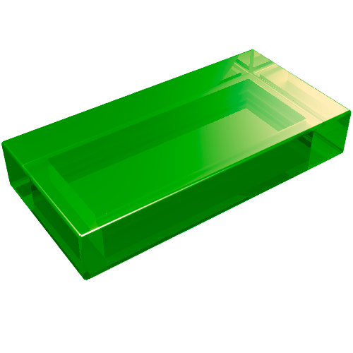 Lego Tile 1 x 2 with Groove / Trans-Green
