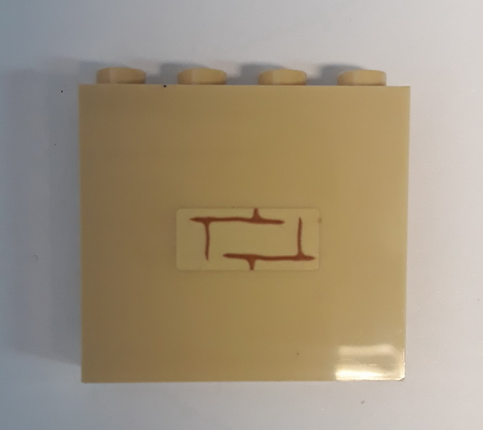 Lego Panel 1 x 4 x 3 with Side Supports - Hollow Studs with Brick Wall with Medium Nougat Mortar on Tan Background Pattern (Sticker) - Set 75948